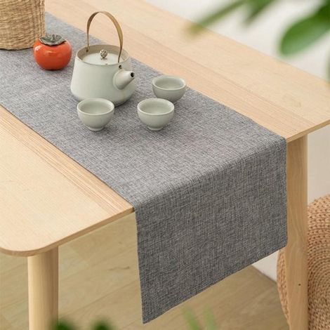 Mantel, Camino de mesa lavable a máquina, Camino de mesa liso, Camino de cama de tela, muebles de TV, entradas, pies de cama, XS, 32 x 120 cm (1/5)
