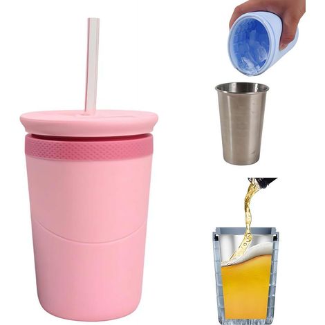 à glaçons en silicone et mini bac avec couvercle paille pour café (1/5)