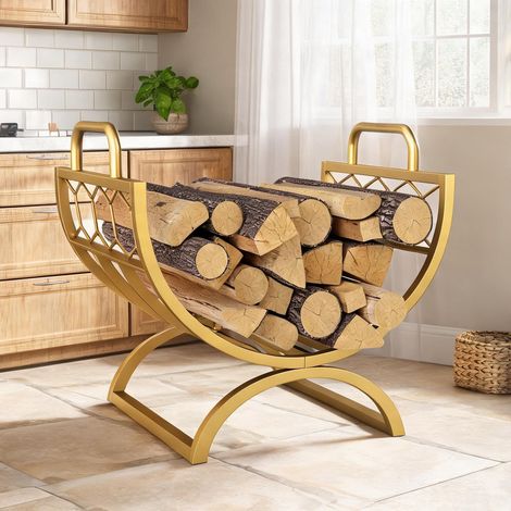 Porte-bûches gold en métal 46 x 36 x 41 cm (1/5)
