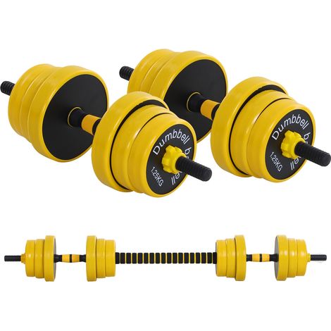 Ensemble d'haltères courtes ou longues 20 Kg - barre d'extension incluse - musculation réglable - entraînement musculaire & haltérophilie