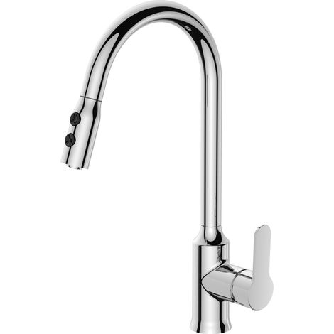 AICA Wasserhahn Ausziehfunktion Chrom Küchenarmatur Zink-Messing Verbundwerkstoff KTW Zertifizierte Keramikkartusche (1/5)