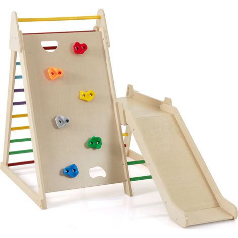 3-In-1 Jungle Gym with Extended Slide and Rock Climbing-Colourful (1/5)