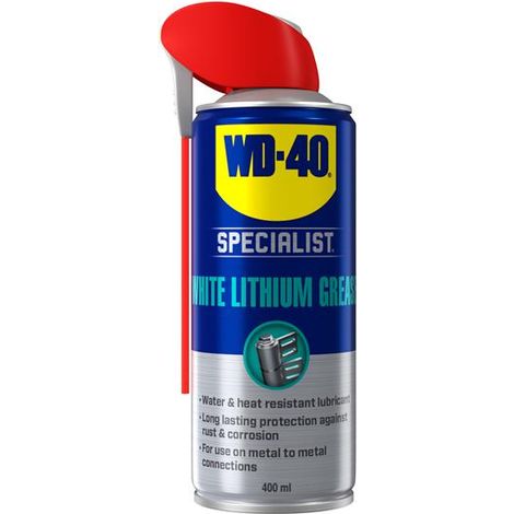 WD-40 Specialist white lithium grease 400ml can – Non-drip formula for metal-to-metal applications – Water and heat resistant – Smart Straw applicator (1/5)