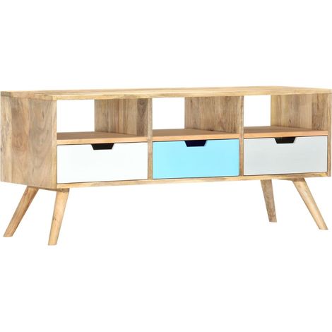 TV Cabinet 110x35x48 cm Solid Mango Wood vidaXL
