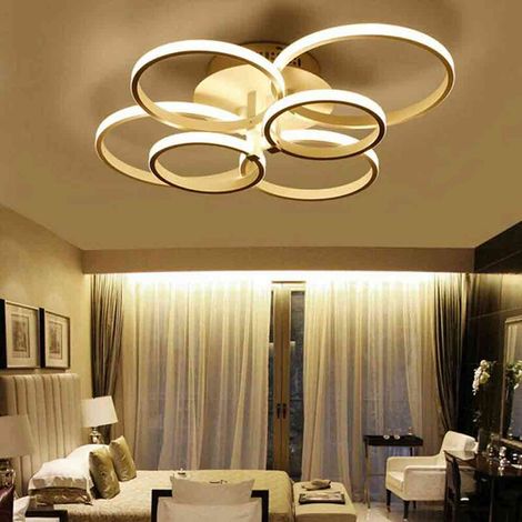Lampadario led plafoniera moderno con 6 anelli cerchi 51 watt 2550 Lm luce calda 3000k