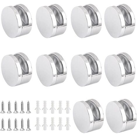 10 Pièces Clips Verre en Alliage Zinc Clips de Miroir Support pour 3-5mm Pince de Verre (Accessoires Compris) (1/4)