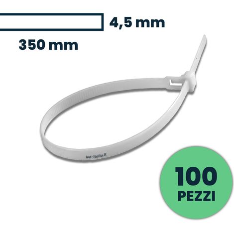 V-tac 100 fascette per cavi 4,5x350mm in nylon colore bianco 11175