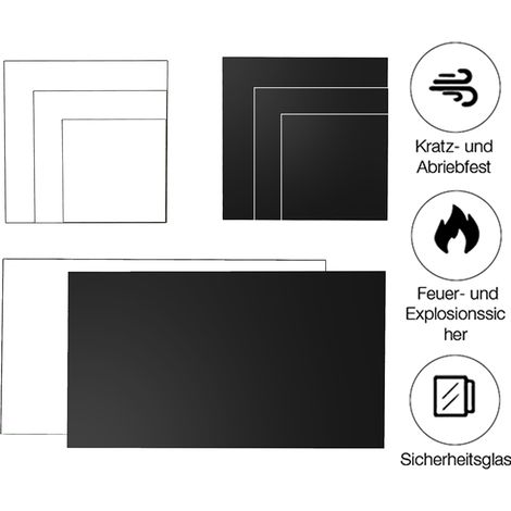 Tablero de mesa de cristal, 80x80cm, color negro, cristal templado de seguridad.