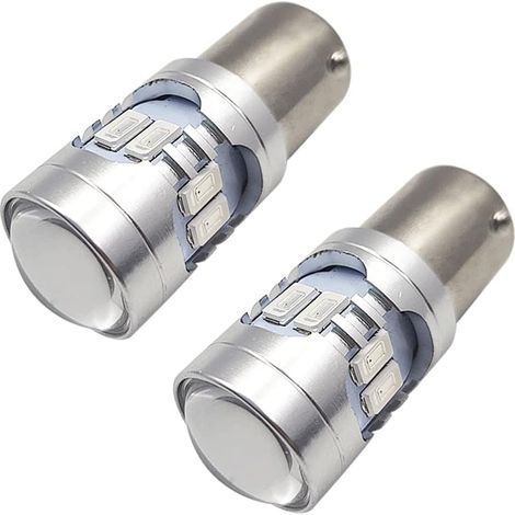 Lot de 2 ampoules LED 1156 super brillantes Jaune 5-24 V 5730 12 SMD pour feux de recul clignotants et feux arrière, non polarité