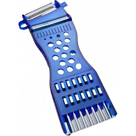 Éplucheur multifonctionnel - 19,5 x 8,5 cm - Râpe, tranche et épluche facilement - Lame tranchante en acier inoxydable (1/5)