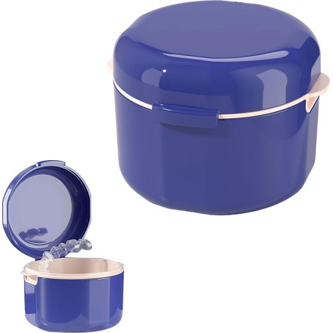 Prothesenbehälter, 1-teiliger Prothesenkasten, Prothesenkasten für Erwachsene, Prothesenkasten für Erwachsene, Prothesenkasten, zur Aufbewahrung und zum Einweichen von Mundschutz (Blau)