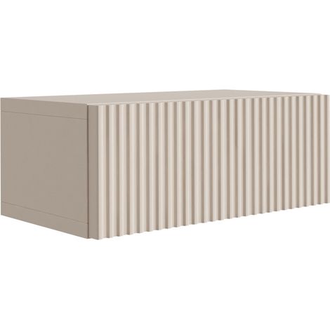 Comodino sospeso con cassetto – frontale scanalato, listelli – colore: Cashmere, 40 x 20 x 16 cm (1/5)