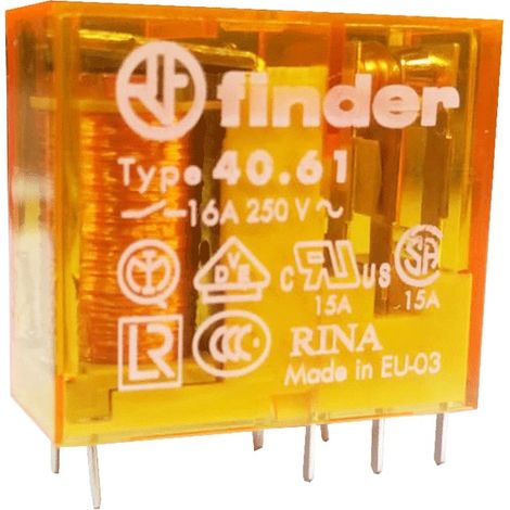 Mini Relé Finder 1 conmutador 16A bobina 12VAC alterna 406180120000