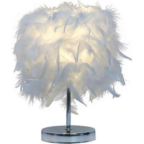 Lampe à plumes, lampe de table blanche, lampe de chevet pour enfant, lampe décorative pour chambre à coucher, salle à manger, lampe nuage (ampoule non incluse) (S) (1/5)