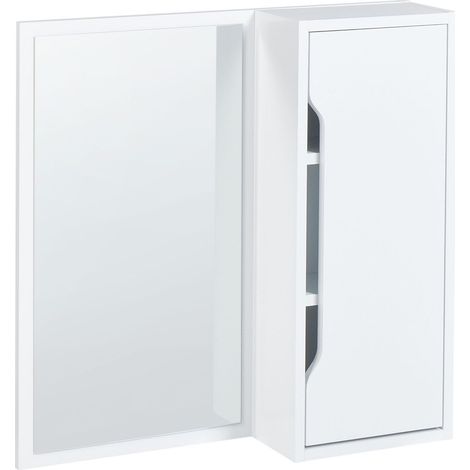 Armoire de Toilette avec Miroir Scandinave en MDP 60 x 60 cm Meuble de Rangement Salle de Bain Blanc Palmas (1/5)