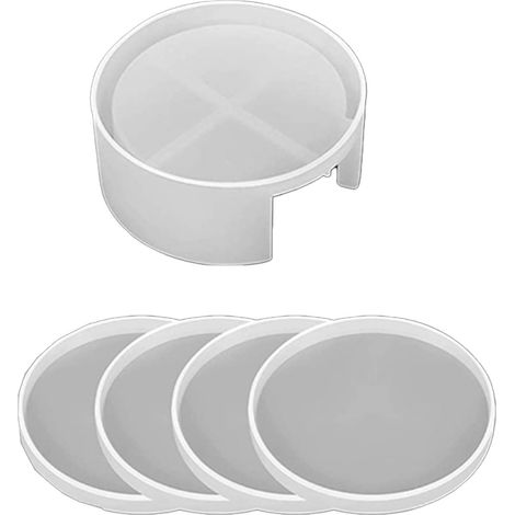 5 Moules à Dessous de Verre en Résine, Silicone Souple Antiadhésif, Démoulage Facile, Lot de Création DIY (1/5)