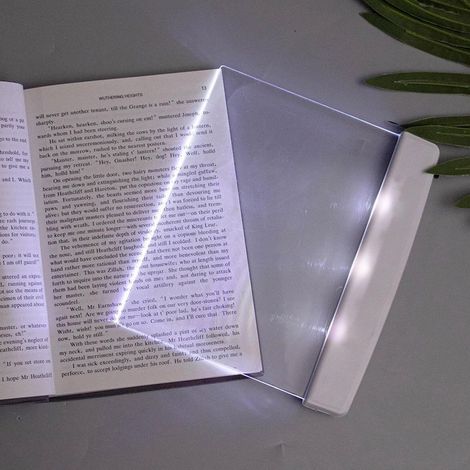 Home Lampes plates pour livres à lire au lit la nuit - Lumière LED claire - Fonction marque-page - Lumière pour la lecture - Éclairage de panneau sans fil (Blanc) (1/4)