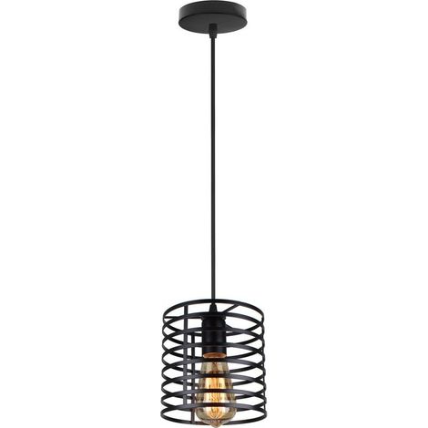 Lampe À Suspension Vintage E27 Plafonnier D'Intérieur En Métal Suspension Luminaire Rétro Pour Salon, Salle À Manger, Bar, Noire (1/5)
