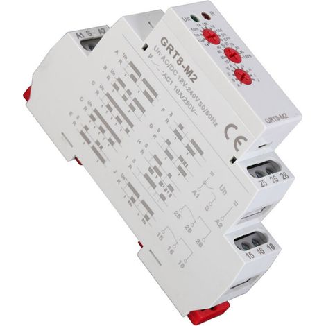 Relais temporisé multifonctionnel GRT8-M2 à 10 fonctions, montage sur rail DIN, AC/DC 12V-240V