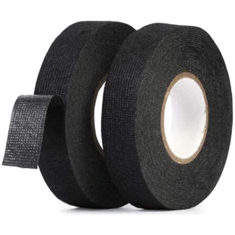 Lot de 2 Ruban de Câbles Noir,25M x19mm Résistant à la Chaleur Rubans Ruban Adhésif Isolant électrique, Ruban en Tissu pour Faisceaux de Câbles, Ménage Voiture Moto (1/5)