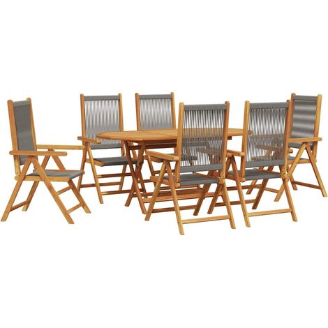 Maison Exclusive - Garten Essgruppe 7 pcs Grau Massivholz Akazie