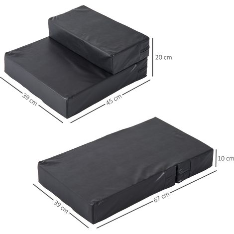 Hundetreppe klappbar Katzentreppe Einstiegshilfe 2 Stufen 20 cm Schwarz für Bett Sofa Auto kleine Hunde (1/5)