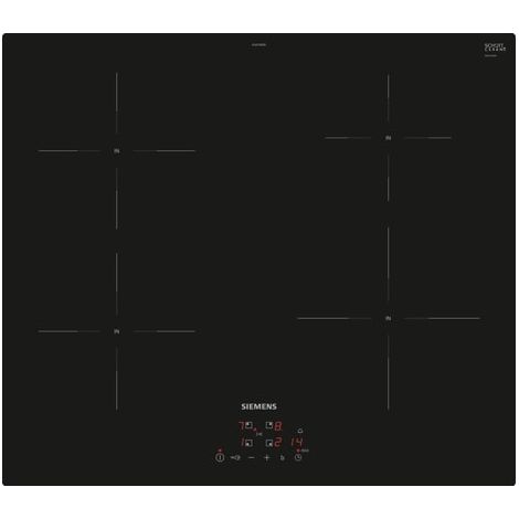 Siemens – Plaque induction 4 foyers 60 cm – Puissance 4600 W – Vitrocéramique – Technologie quickStart – EU611BEB5E
