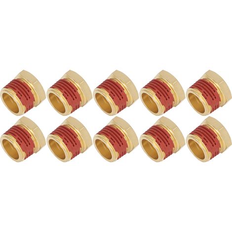Lot de 10 raccords de tuyauterie en laiton filetés 1/2" à 3/8", pression 1200 psi, réducteur hexagonal NPT 1/2" à 3/8", avec joint étanche. (1/5)