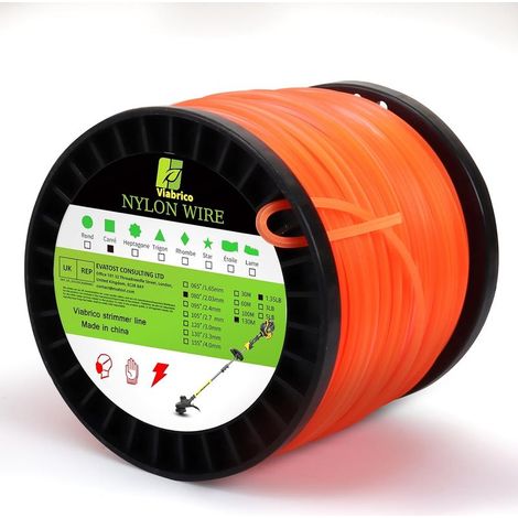 Viabrico 2,0 mm Trimmerfaden, Freischneiderfaden, professioneller Nylon-Vierkantfaden als Ersatz für Trimmer. 0,203 cm – 129,54 m – 0,612 kg – Spule (1/5)