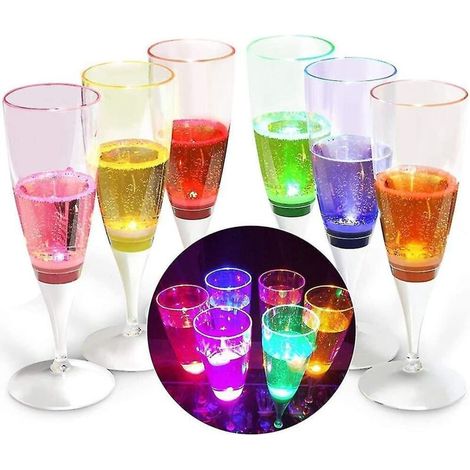Lot de 6 verres à vin lumineux à LED, flûtes à champagne activées par le liquide (1/5)
