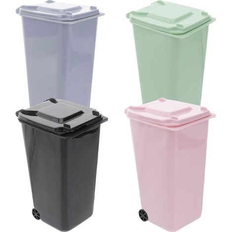 Lot de 4 mini poubelles de bureau, organisateur de déchets, porte-déchets (noir, bleu, vert, violet clair) (1/3)