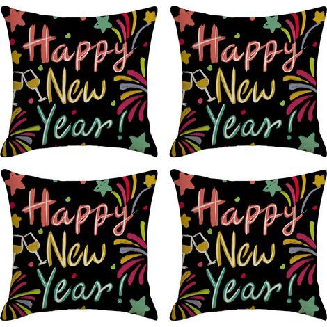 Bonne année Housses de coussin décoratives pour le Nouvel An et les fêtes d'hiver. parfaites pour décorer votre canapé ou votre fauteuil (1/5)