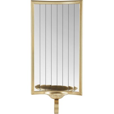 Portacandele da parete per 1 candela con specchio Decorazione minimalista Oro Sobreda (1/5)