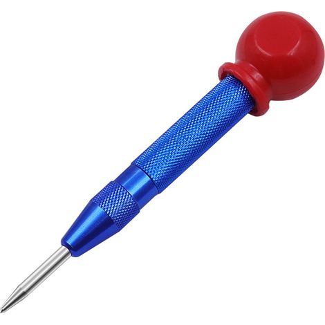 Punzón central automático de 5 pulgadas, azul, marcador con resorte, herramienta manual ajustable con cubierta, para madera, metal y plástico