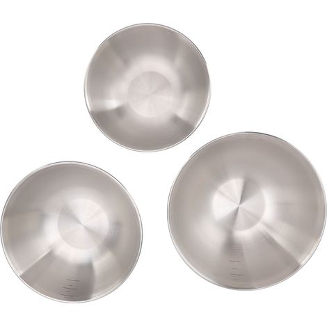 3 pièces bols à salade en acier inoxydable 304 qualité alimentaire, empilables avec graduation, pour restaurant (1/5)