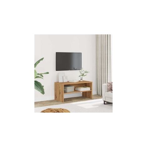 Meuble TV chêne artisanal 80x40x40 bois d'ingénierie (1/5)