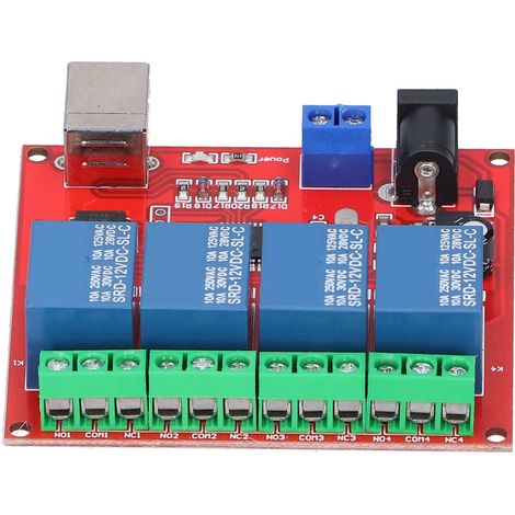 Module Relais 4 Canaux sans Pilote, Commutateur Intelligent PCB pour PC, Alimentation 12V DC (1/5)