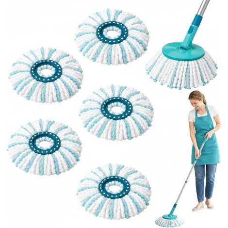 5 Pièces Têtes de Rechange Compatibles avec Leifheit Clean Twist Disc Mop Micro Set & Clean Twist M Wischmopp Rund, Balai Serpillière en Microfibres Super Absorbantes pour Tous Types de Sols (1/5)
