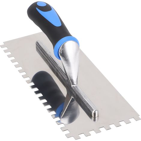 Truelle crantée carrée, poignée ergonomique en caoutchouc, en acier inoxydable, 8 mm, pour carrelage et revêtements de sol. (1/5)