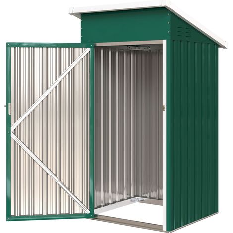 Caseta jardín métallique 0,74 m² 107,5x91x185 cm techo inclinado puerta cerradura ventilaciones vert