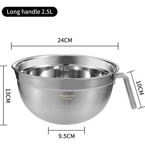 (2,5 L) Un bol mélangeur avec poignée, en acier inoxydable 304, ustensiles de cuisine. (1/5)