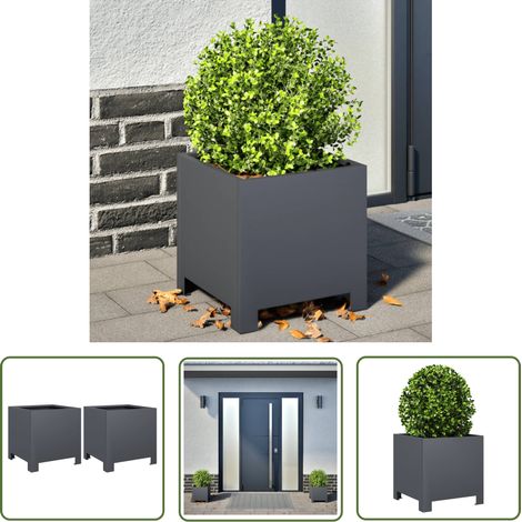 vidaXL Pflanzkübel 2 Stk. Anthrazit 30x30x30 Stahl (1/5)