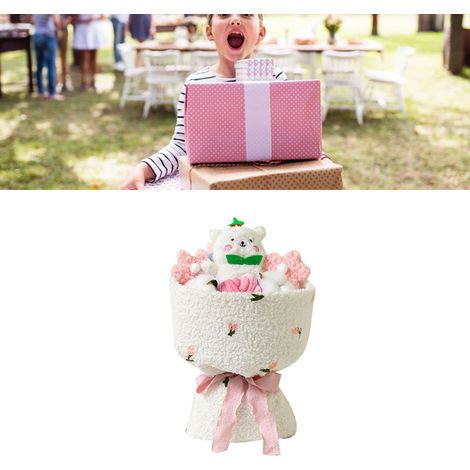 Bouquet de tulipes en peluche, motif dessin animé, cadeau pour enseignants et enseignantes, cadeau d'anniversaire, ours tulipe - blanc. (1/4)