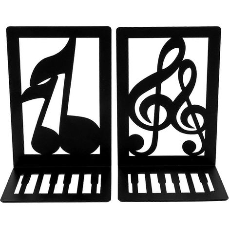 Serre-livres en métal pour étagères, motif note de musique, robuste, antidérapant, référence B222 (1/4)