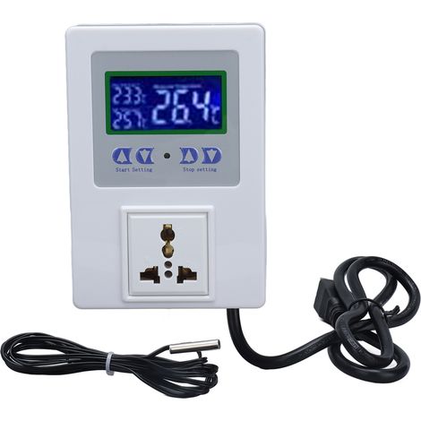 Régulateur de température numérique LED pré-câblé avec sonde thermostat AC110-240V prise US (1/5)