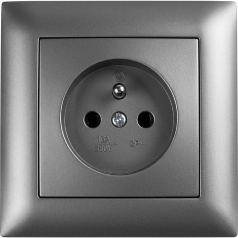 Toolight Prise Simple Avec Terre Et Plaque Oste Jnh001-g Grey (1/5)