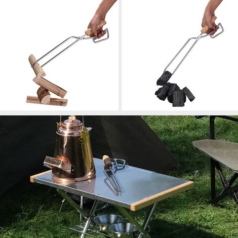 Pince à bois en acier inoxydable pour barbecue, pour Camping, randonnée, pique-nique (1/5)