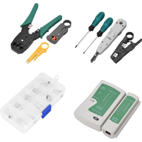 Kit de testeur réseau RJ11 RJ45 - Ensemble complet 11 pièces pour câbles Ethernet LAN