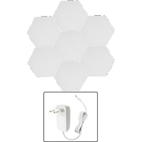 Sechseckige DIY-Wandleuchte mit 7 Leuchten für Wohn- und Schlafzimmer, moderne Dekoration mit 100V-240V-Netzteil (1/5)