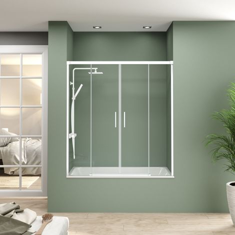 BATHME NIXON Mampara Frontal Bañera 2Fijos+2Correderas Blanco - Medida: 164-169 cms - ref: YA22170200